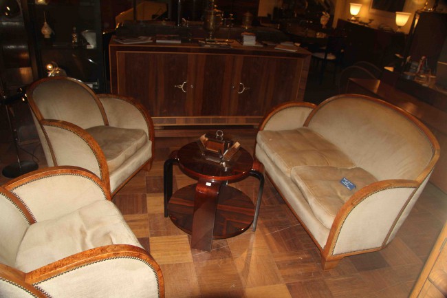 Salon art deco ref sl :4/ quatre fauteuils et un canapé deux places