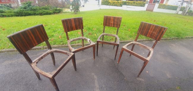 4 chaises art deco en Macassar