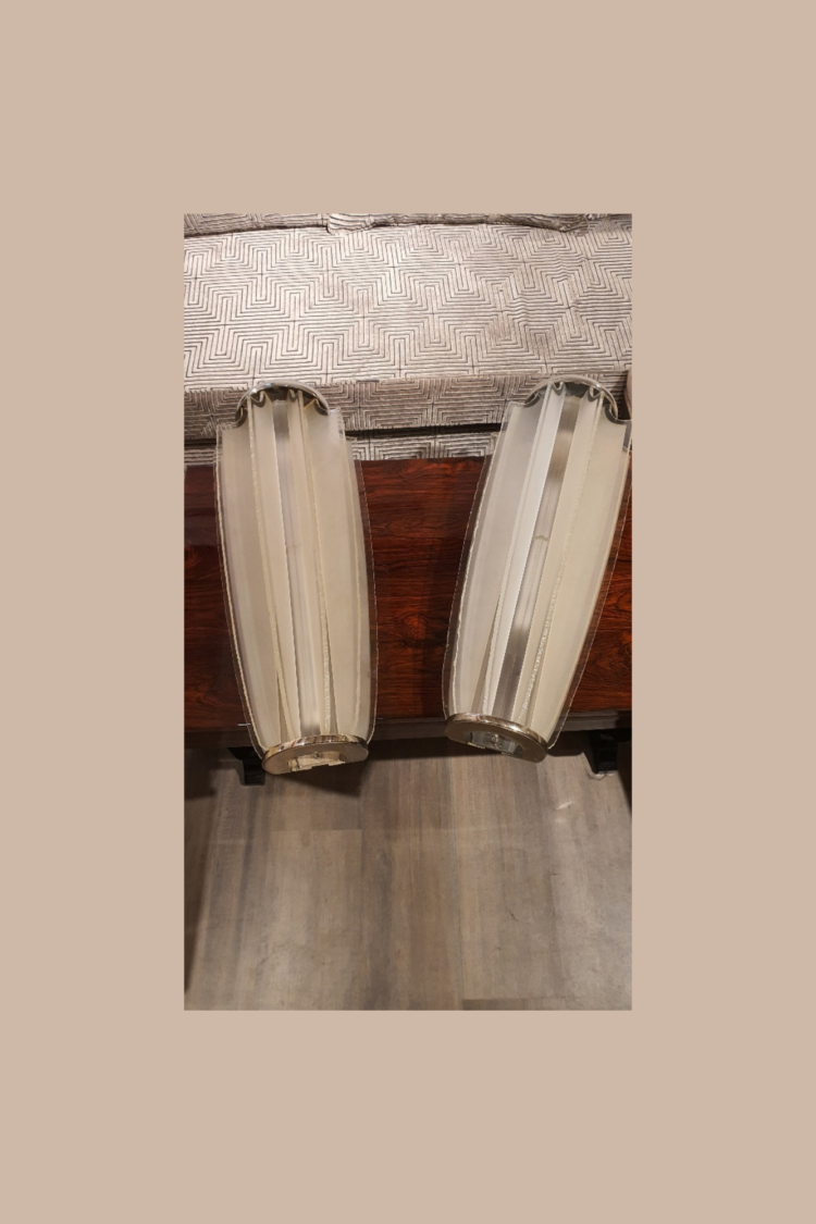 Appliques Art deco Sabino verre et Chrome – Image 4