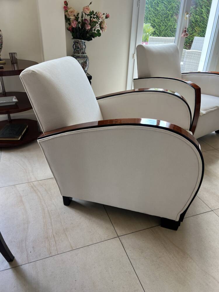 Fauteuils (paire) club art déco en palissandre de Rio – Image 2