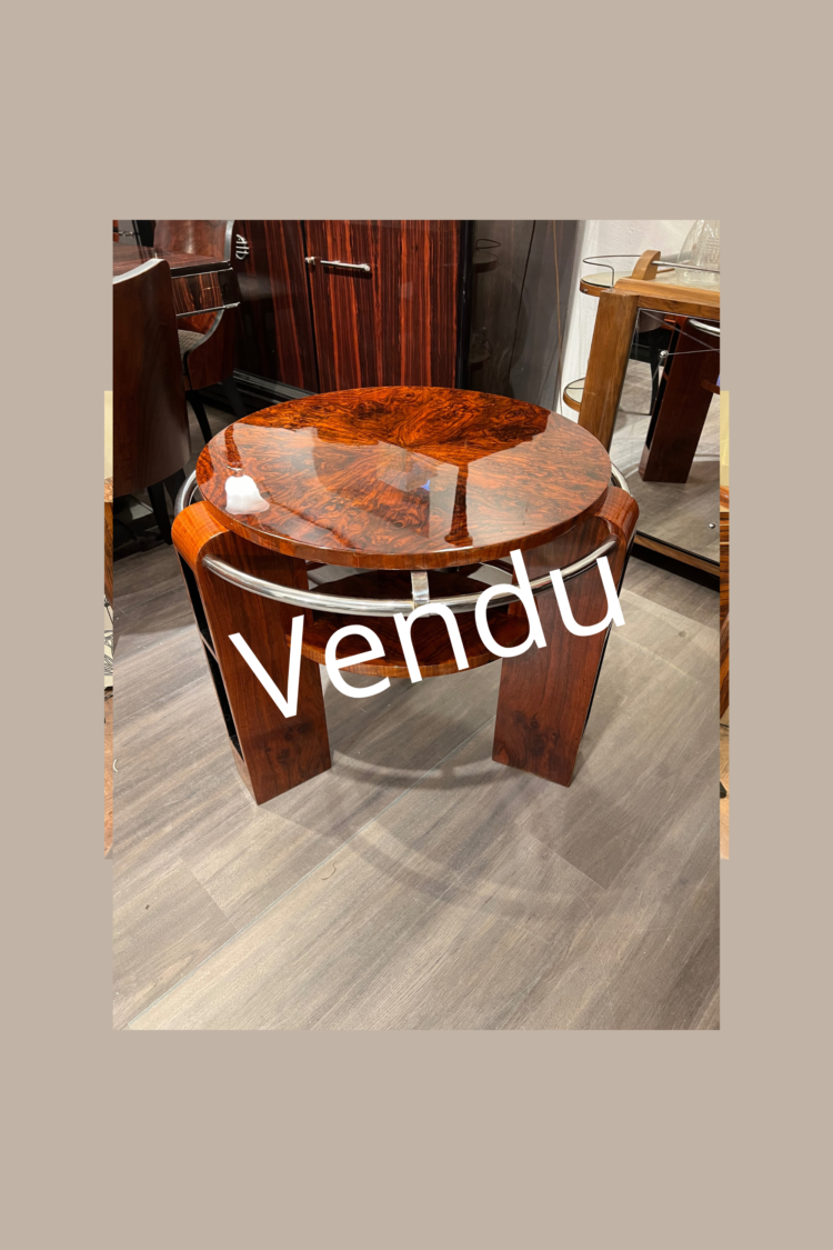 Table basse art déco loupe de Noyer
