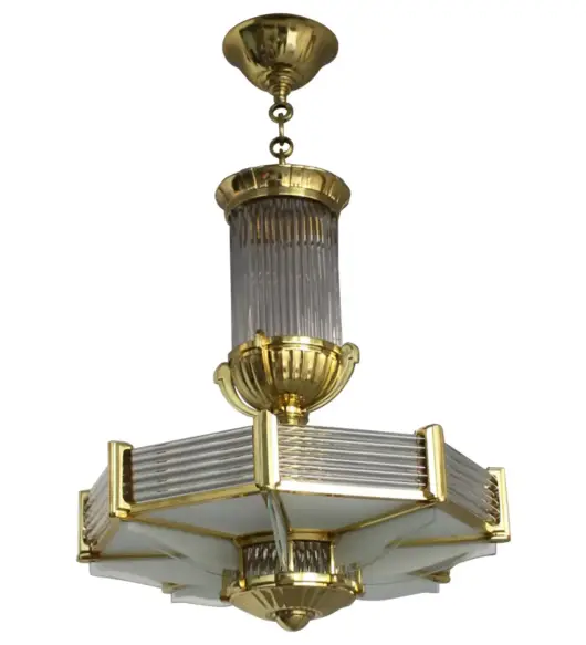 Lustre Art Déco octogonal signé Petitot (1940–1949)