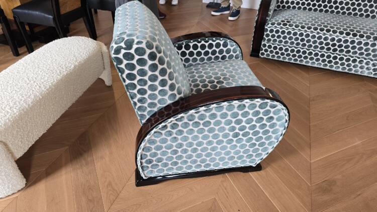 Salon Art Déco Club en ébène de Macassar – Image 5