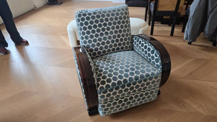 Salon Art Déco Club en ébène de Macassar – Image 8