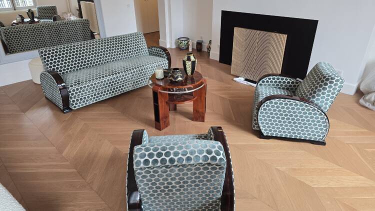 Salon Art Déco Club en ébène de Macassar